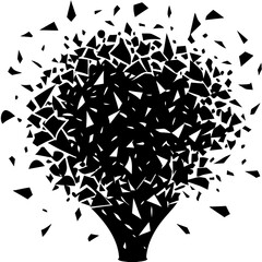 Dynamic abstract silhouette of a confetti explosion with swirling curved lines and scattered particles celebrating festive moments