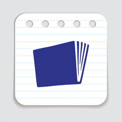 Doodle notebook icon hand drawn with blue pen on a notepaper in flat style. Vector illustration