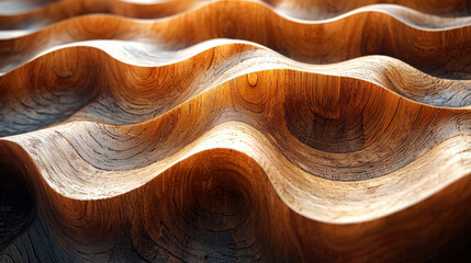 Flowing wooden waves studio environment close-up photography textured patterns natural aesthetics