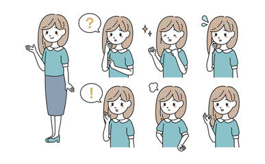 様々なポーズの女性セット