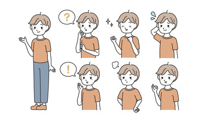 様々なポーズの男性セット