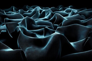 Abstract blue waves or fabric undulating, dark background