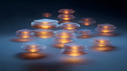 Glowing Floating Geometric Shapes