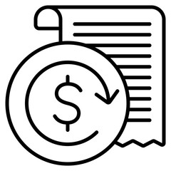 Refund transaction icon. Return payment. Money back and reimbursement collection.Line Icon