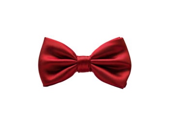 Red bow tie, smooth satin texture, on black background