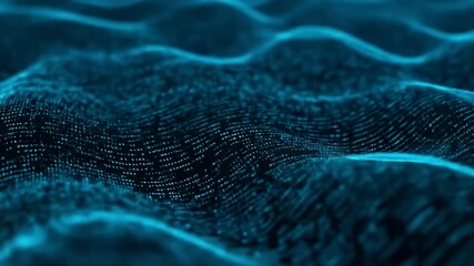 Abstract Blue Digital Waves Background Animation With Glowing Particles