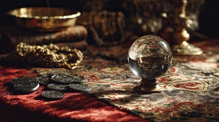 Magical fortune telling with witches, crystal balls, and mystical forest scenes