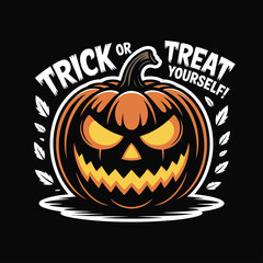 Trick or Treat Yourself Halloween Pumpkin Scary Jack-o'-Lantern Design
