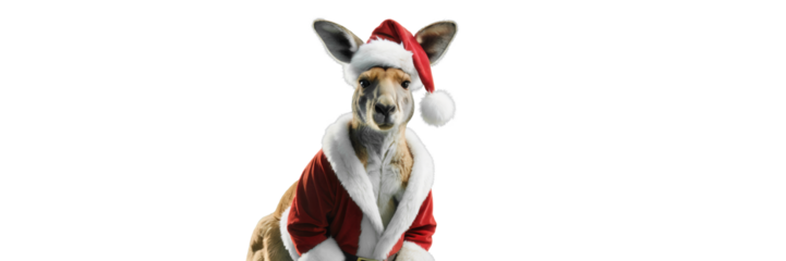 Adorable egyptian pharaoh hound wearing a festive santa hat and red christmas sweater isolated on transparent background