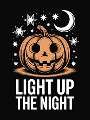 Light Up the Night Halloween Pumpkin Jack-o'-Lantern Moon Stars Design
