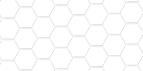 White minimal hexagons grid science geometrical Abstract hexagon polygonal pattern background vector. seamless bright white abstract honeycomb background.	
