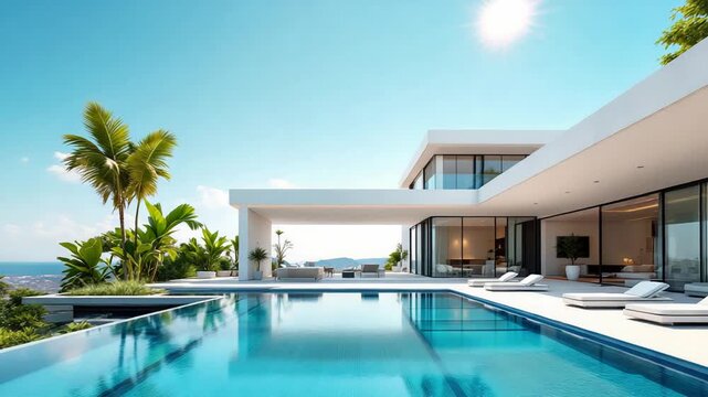 This modern luxurious villa boasts an infinity pool and stunning ocean view