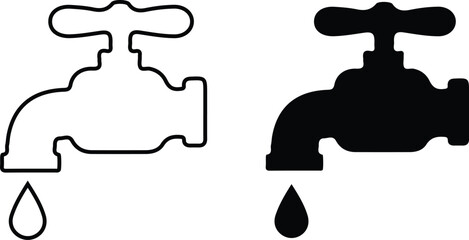 water tap drop icon set vector