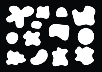 Organic White Blob Shapes Set: Abstract Liquid Amoeba Graphic Collection for Contemporary Art, Banner, and Modern Design Backgrounds