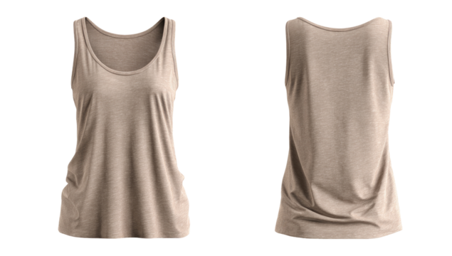 Light beige tank top, front and back views