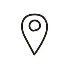 Hand-Drawn Location Pin Icon: Sketchy Outline Map Pointer Symbol for GPS, Address, Navigation, and Digital Waypoint