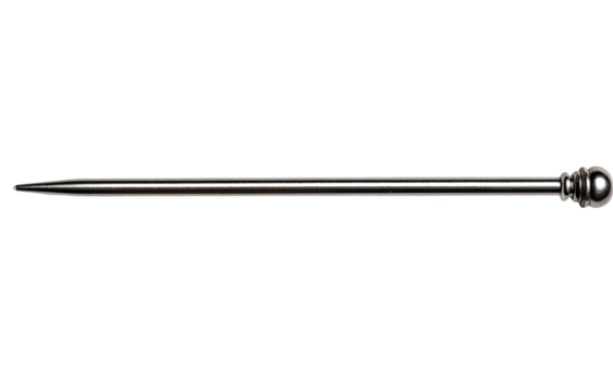 Long, thin, metallic rod with rounded ends