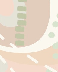 Abstract flat background of various shapes and forms in pastel (pink-green) colors. Suitable for creating festive New Year posters, banners. Digital illustration