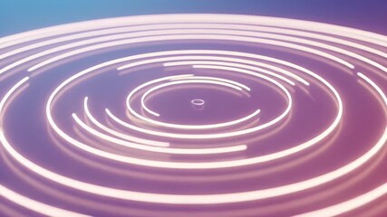 Abstract Neon Light Circles Swirling 3D Render Background
