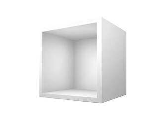 Empty white cube, isolated on black