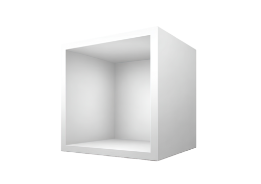 Empty white cube, isolated on black