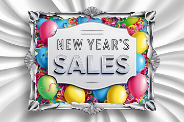 New Year’s Sales Frame with Balloons - Festive Celebration Design