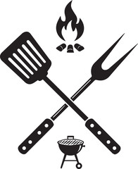 Barbecue Grill Tools and Fire Icon spatula fork