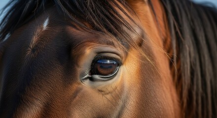 A horse eye close up portrait