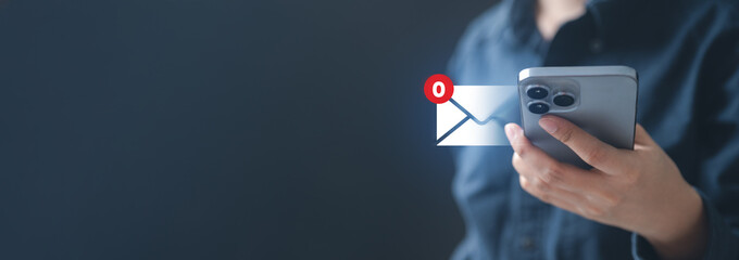 email, inbox, zero, read, archive, clean, Person holding smartphone showing empty email inbox with...