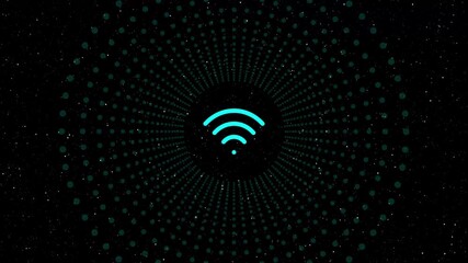 wifi connection signal animation,network connectivity signal visualization,cyber wifi signal glowing dots animation. - Powered by Adobe
