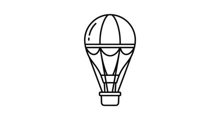 Simple Line Art Illustration of a Classic Hot Air Balloon. © solikhin