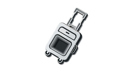 Sleek silver rolling suitcase with extendable handle and wheels.