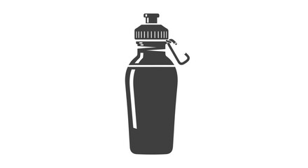 Silhouette of a black sports water bottle with a cap and loop.