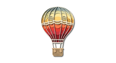 Vintage Hot Air Balloon with Intricate Design and Wicker Basket. © solikhin