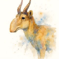 사이가, 좌측면, 수채화, jpeg (Saiga, left side view, water colour, jpeg)