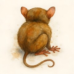 안경원숭이, 뒷부분, 수채화, jpeg (Tarsier, back view, water colour, jpeg)