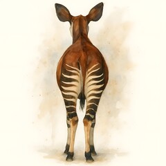 오카피, 뒷부분, 수채화, jpeg (Okapi, back view, water colour, jpeg)