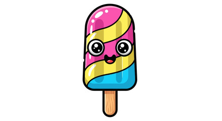 Obraz premium Vibrant Striped Cartoon Popsicle Character with Happy Face.