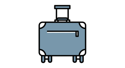 A modern blue rolling suitcase with a retractable handle and wheels.