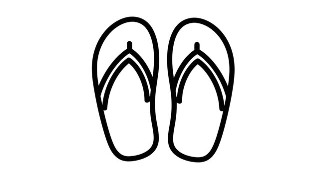 Simple black outline icon of a pair of flip-flops.