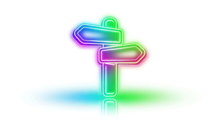 Vibrant Neon Directional Signpost with Multiple Arrows.