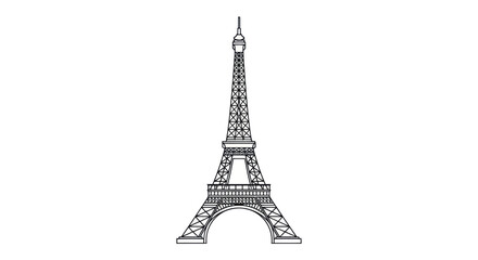 Iconic Eiffel Tower Line Art Drawing Illustration of Parisian Landmark. © solikhin