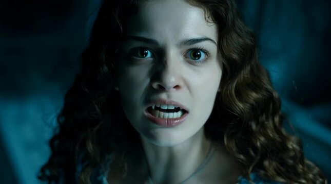 Schoolg-aged female vampire is simultaneously in tantrum and confused