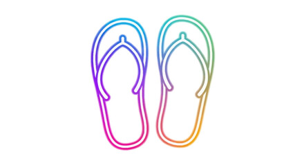 Colorful Outline of Two Flip-Flop Sandals with Rainbow Gradient.