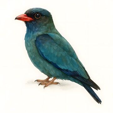 파랑새, 좌측면, 수채화, jpeg (Oriental dollarbird, left side view, water colour, jpeg)