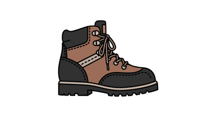 Rugged Brown Leather Hiking Boot with Black Accents and Laces.