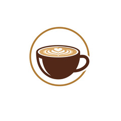 Obraz premium Latte Art Coffee Cup Emblem A Warm Circle of Flavor