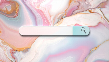 Elegant 3D search bar with magnifying glass icon on marbled background
