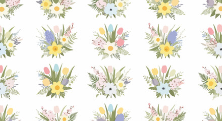 Obraz premium Floral pattern featuring an array of springtime flowers