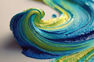 Colorful paint swirling on a white surface in abstract form